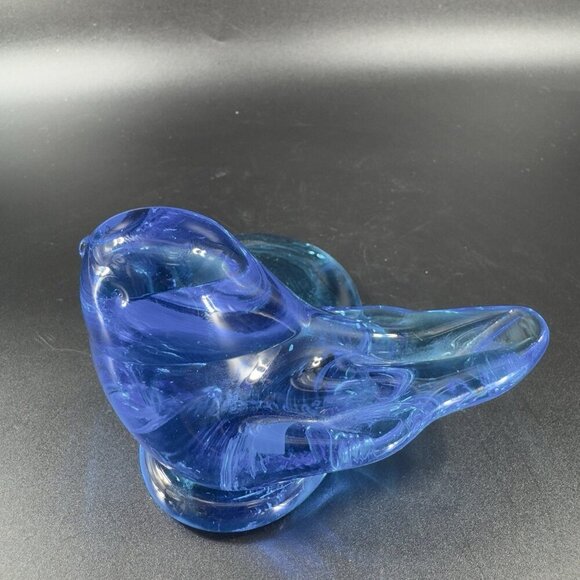 1990 Leo Ward Blue Bird Of Happiness Glass Bird Tea Light Holder UV Glow Votive - Picture 12 of 12